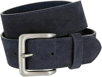 A399-BS066 Square Buckle Casual Jean Suede Leather Belt 1 1/2" Wide