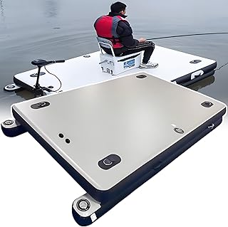Inflatable Dock for Fishing & Party - Inflatable Fishing Pontoon,200kg(2-3ppl) Capacity | Non-Slip PVC Deck | W/Pump, Paddle & Carry Bag | for Fishing, Swimming, Parties 2.5M