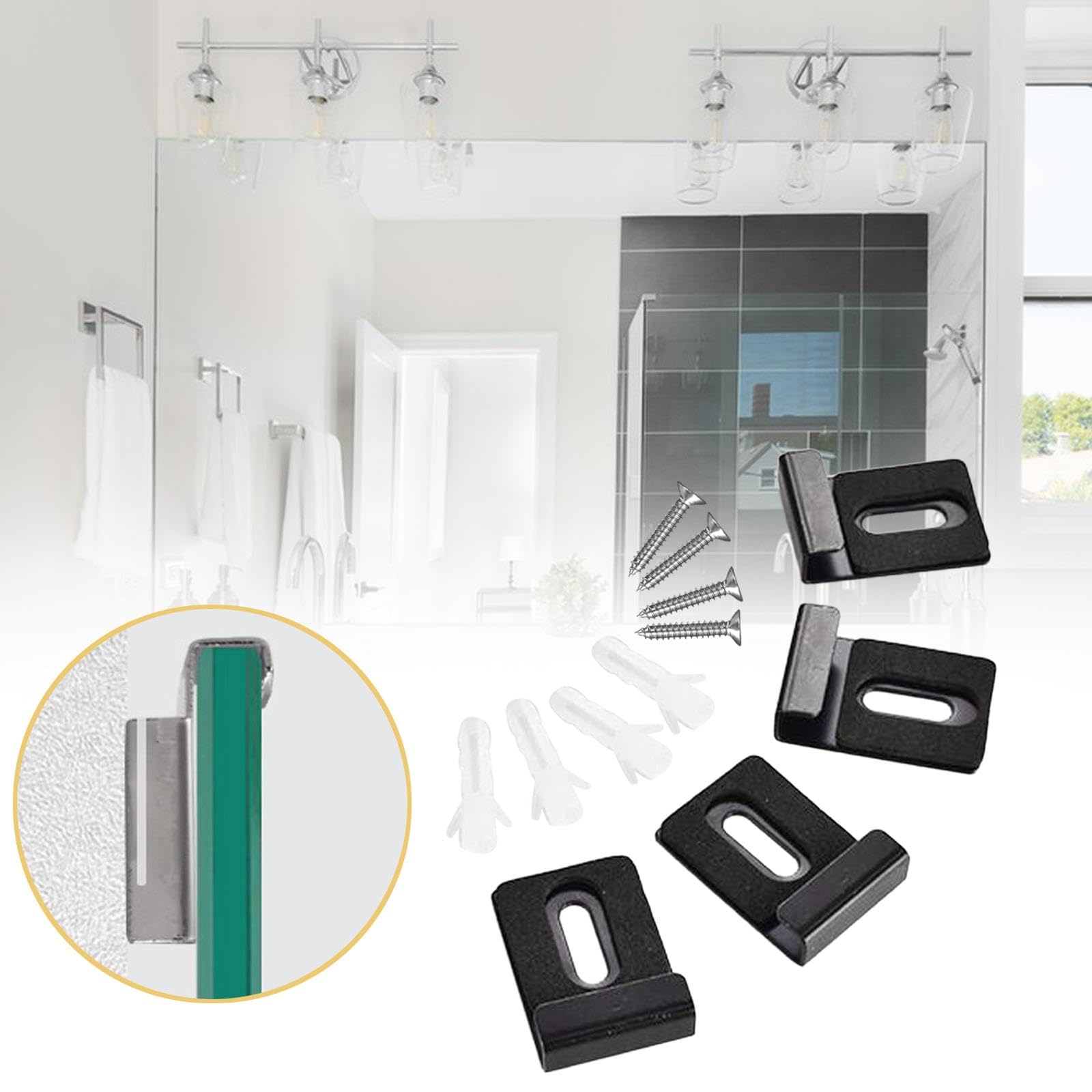 Edelstahl-Spiegelclips – 6 Stück, 304er Material, Für Rahmenlose Spiegel & Glasplatten