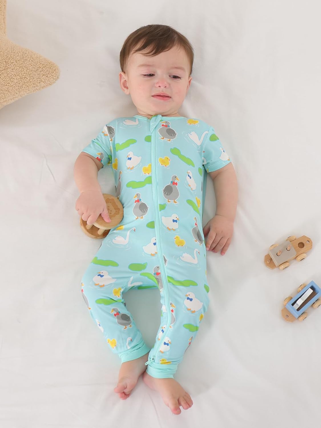 GUISBY Baby Footless Romper, Short Sleeve Zipper Pajamas for Baby Boys & Baby Girls Newborn-2T - Image 6