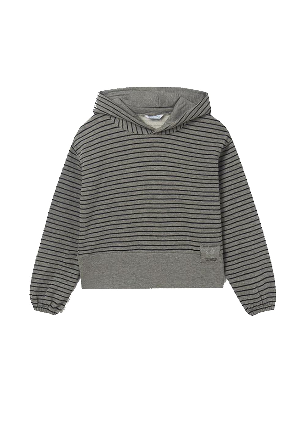 Generico Felpa Bambina Ragazza 10-16 Anni con Cappuccio – Maglia a Righe Grigia in Cotone Morbido, Maniche Lunghe con Polsini Elasticizzati, Stile Casual Comodo per Scuola e Tempo Libero