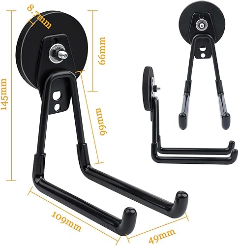 Miniatura 2 de Paquete de 2 ganchos magnéticos, manget grande con ganchos, ganchos magnéticos de 2.59 pulgadas resistentes para manguera, sierra caladora, sierra
