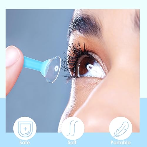 Miniatura 5 de 10 piezas de herramienta suave para quitar lentes de contacto, insertador de lentes esclerales azules, émbolo suave de silicona para lentes RGP y