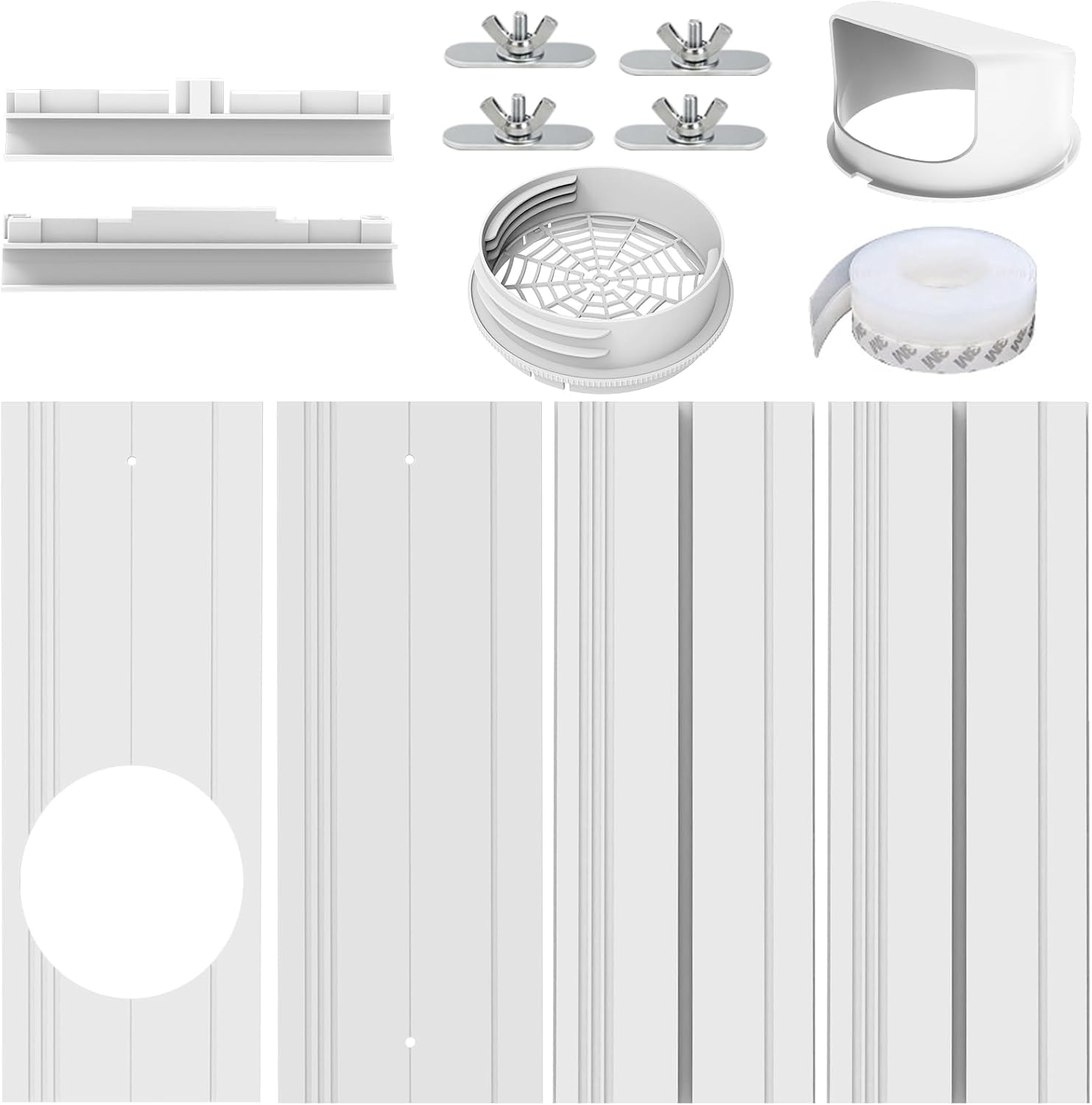 Portable Air Conditioner Window Kit with Universal Coupler Fit for 5.1"/5.9" Exhaust Hose, Mobile A/C Window Vent Seal Kit with 4 Adjustable Seal Plates for Vertical/Horizontal Sliding Window