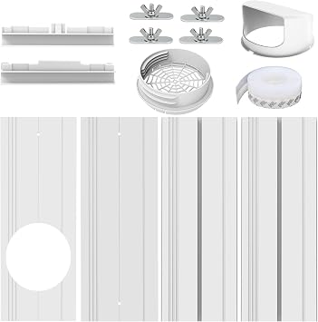 Portable Air Conditioner Window Kit with Universal Coupler Fit for 5.1"/5.9" Exhaust Hose, Mobile A/C Window Vent Seal Kit with 4 Adjustable Seal Plates for Vertical/Horizontal Sliding Window