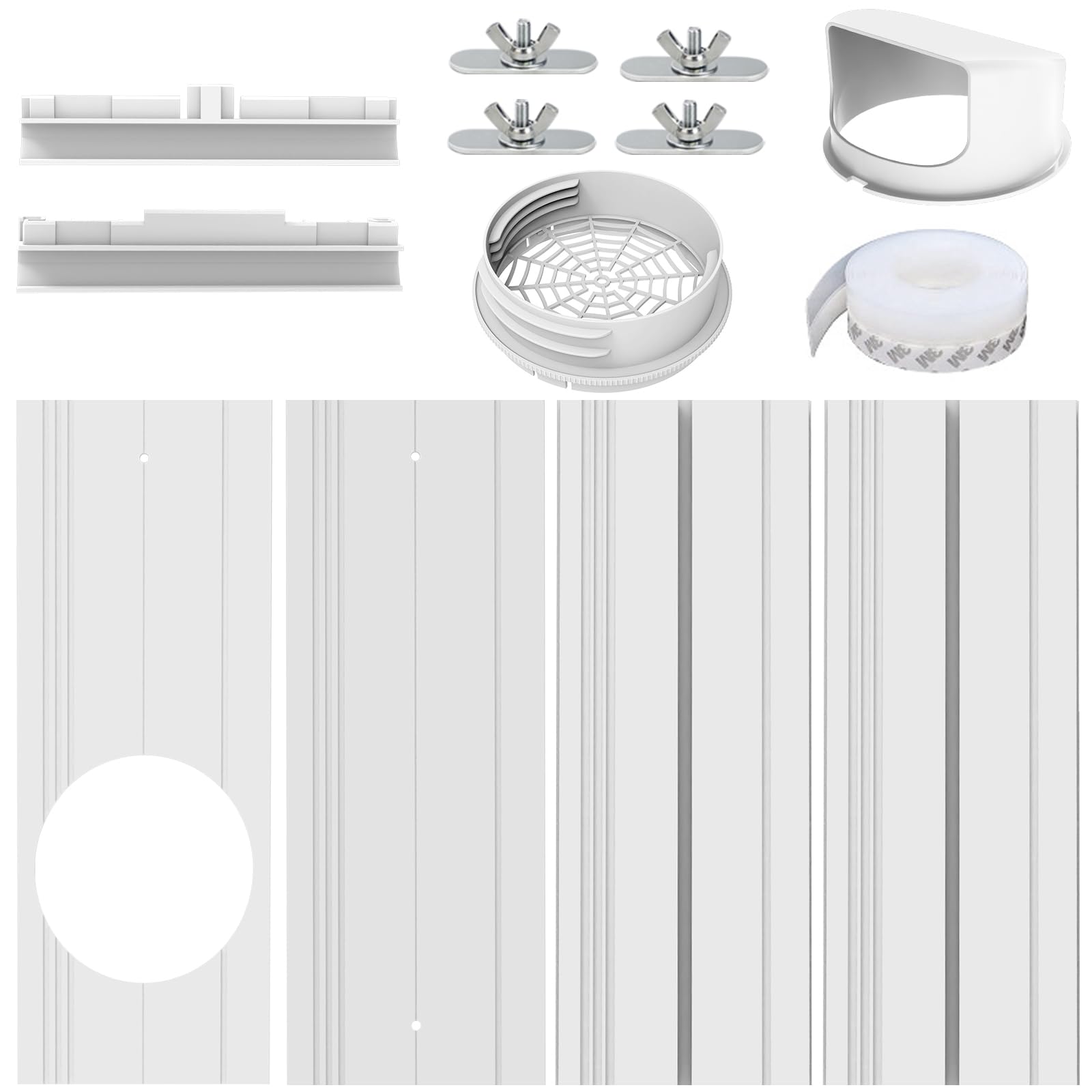 Kit de ventana de aire acondicionado portátil con acoplador universal para manguera de escape de 5.1 pulgadas/5.9 pulgadas, kit de sellado de ventilación de ventana de aire acondicionado móvil con 4