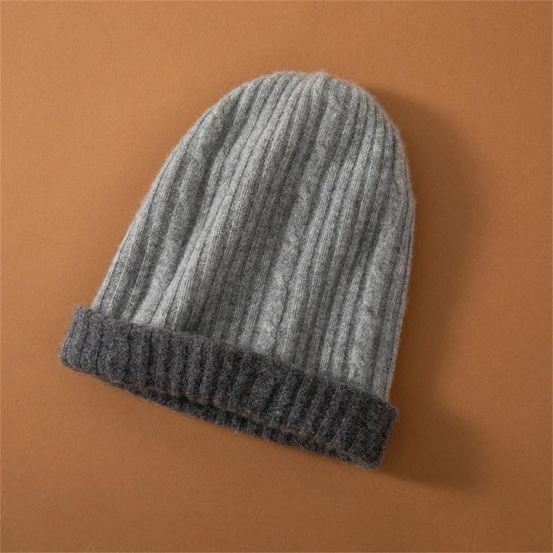 Damskie zimowe czapki z dzianiny kaszmirowej Czapki Gruba ciepła czapka typu beanie Jednokolorowe czapki typu hedging (ciemnoszary9 Jeden rozmiar)