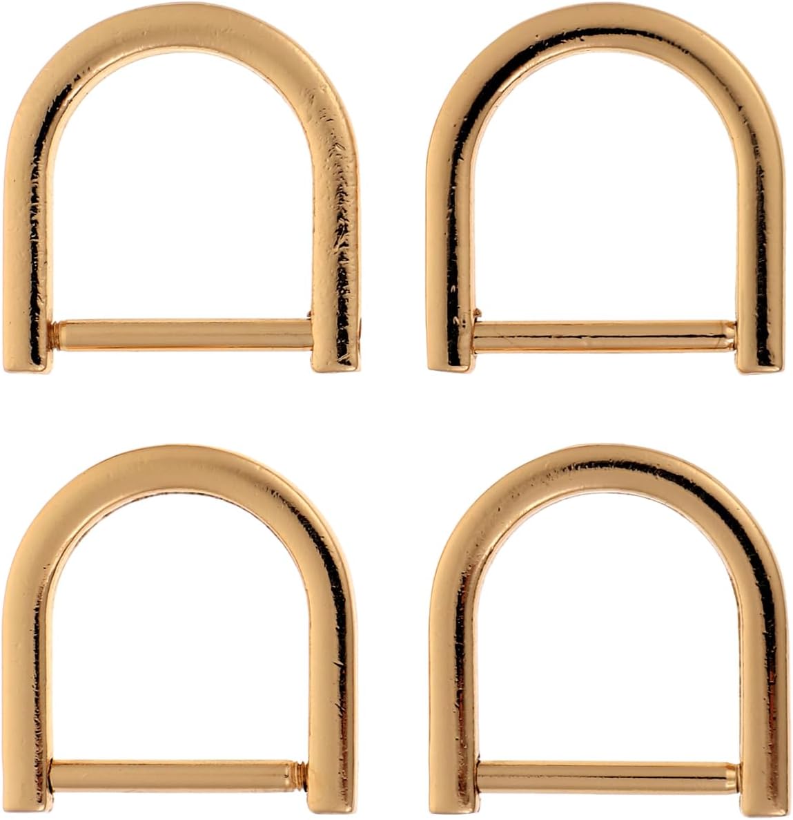 ARTIBETTER D-Rings Screw in Shackle: 4pcs Zinc Alloy Horseshoe U Shape D Ring Buckles for DIY Leather Craft Purse Keychain Accessories (Gold)