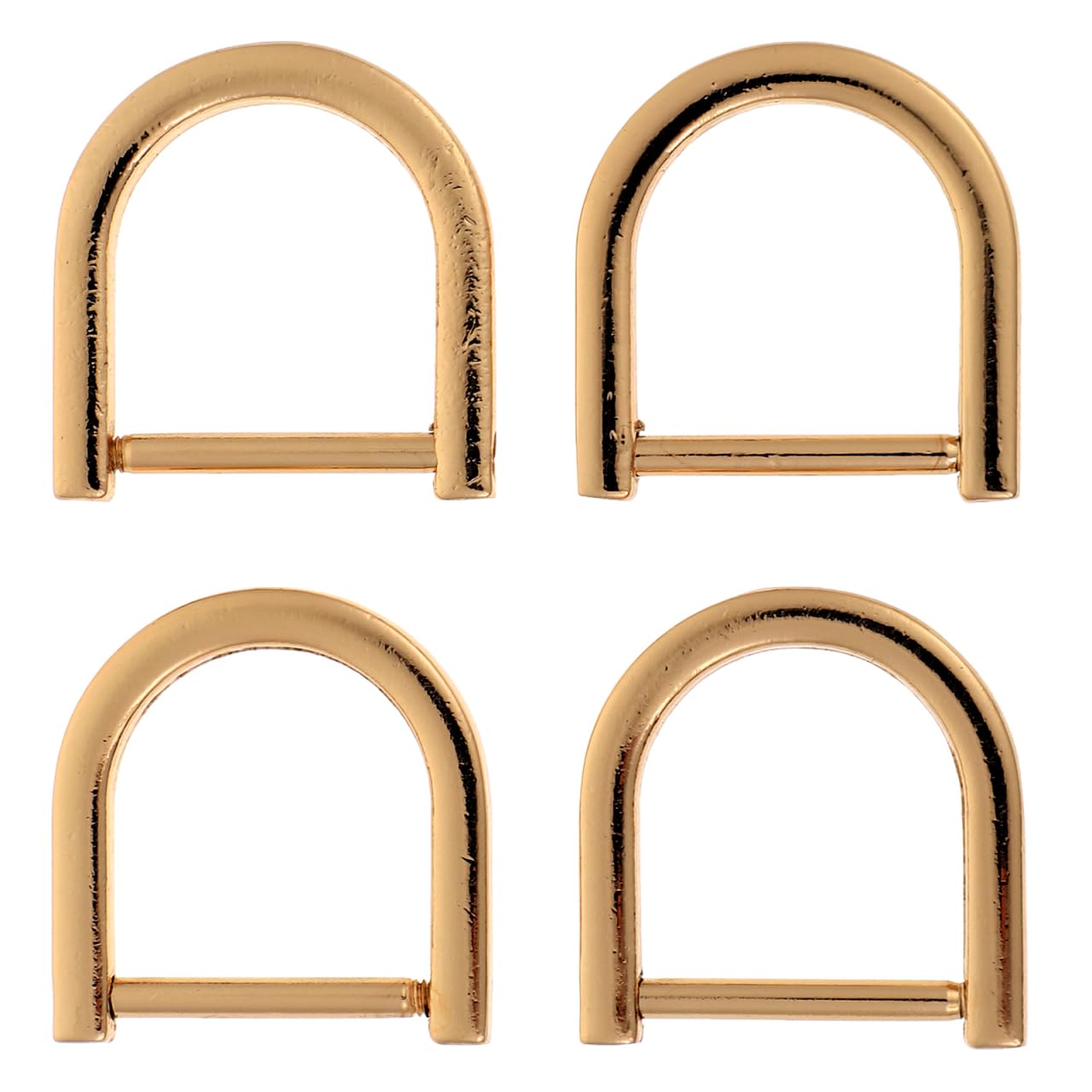 ARTIBETTER D-Rings Screw in Shackle: 4pcs Zinc Alloy Horseshoe U Shape D Ring Buckles for DIY Leather Craft Purse Keychain Accessories (Gold)