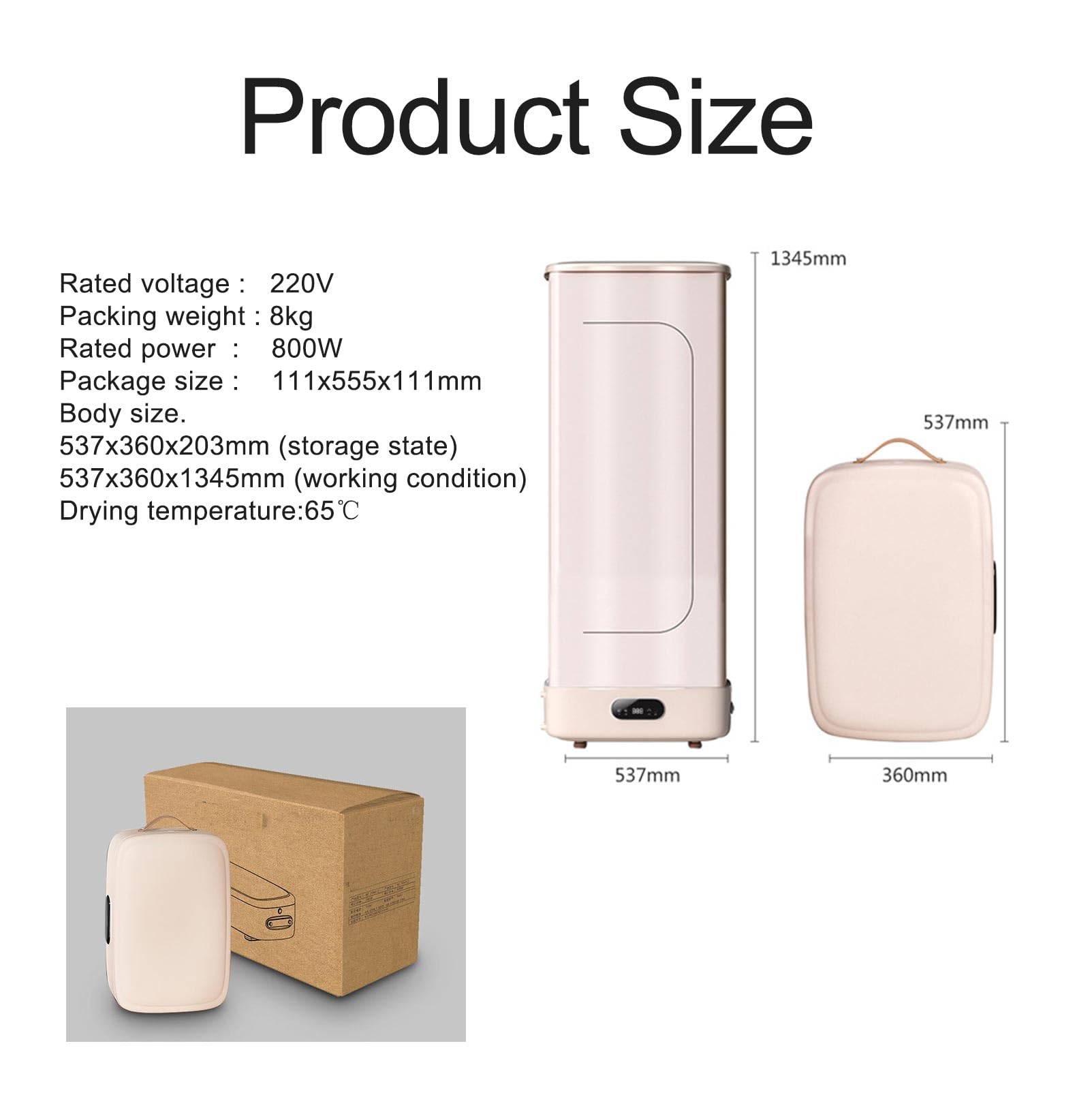 Asciugatrice elettrica portatile asciugatrice slim stendino di stenditura Design Pieghevole e Salvaspazio Facile da montare e spostare Capacità di Carico di 8 kg, per Appartamento e Casa