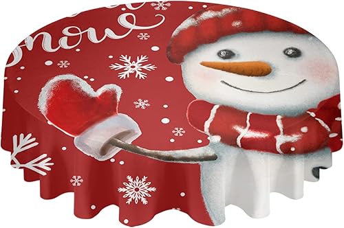 Miniatura 8 de ZOE GARDEN Snowy Gnomes Round Tablecloth Waterproof & Stainproof Tablecloths, Wipeable Table Cloth Wrinkle-Free for DiningPartyWedding Winter