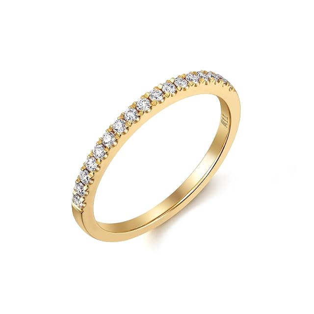 Chow Sang Sang CHOW SANG SANG 18K Solid Yellow Gold PROMESSA Diamond Ring for Women & Men (US Size: 7.75, Diameter 18mm) 92320R