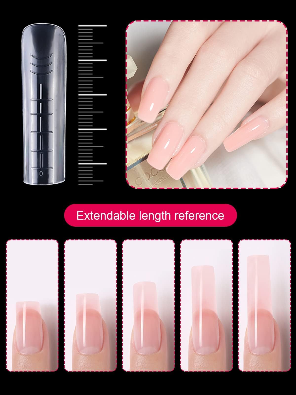 EBANKU Faux Ongles Capsule Ongles Acrylique,120PCS Unghie copertura completa Punte per Unghie in Acrilico Strumenti per l'estensione delle Unghie Forme per Unghie per Nail Aart, con Scala Graduata