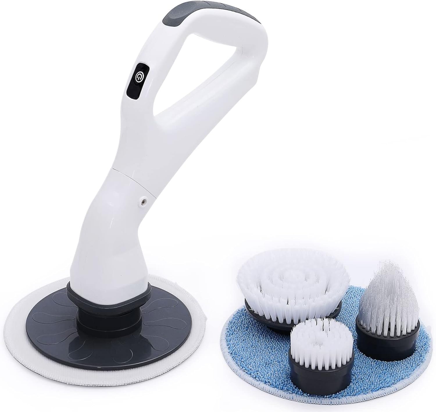 Electric Scrubber Brush for Cleaning Electric Cleaning Brush Scrubber Rechargeable Cordless Portable High Spin Scrubber Kit 4 Replaceable Cleaning Brush Heads for Cleaning Kitchen Pool Car (White)