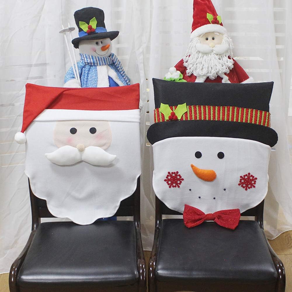 Promo 40% OFF LERTREE 4PCS Christmas Santa Claus Snowman Chair Back Cover Table Dinner Decoration for Xmas Christmas Party (B)