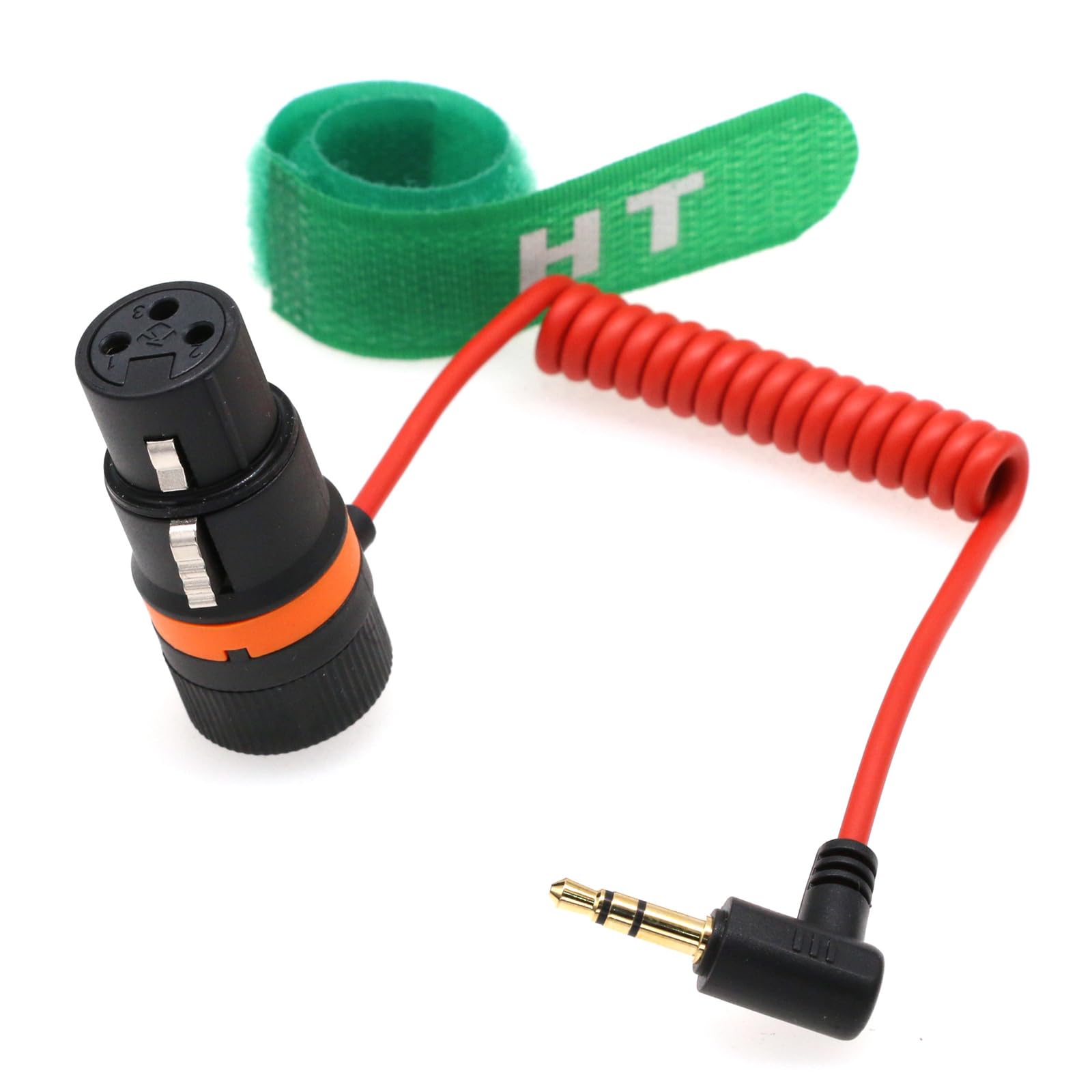 Cavo audio HangTon XLR 3 pin a Mini Jack 3,5 mm per microfono Boya Rode a Red Komodo 6K DSMC2, per fotocamera, telefono, computer, PC, connettore ad angolo retto intrecciato rosso, 50 cm