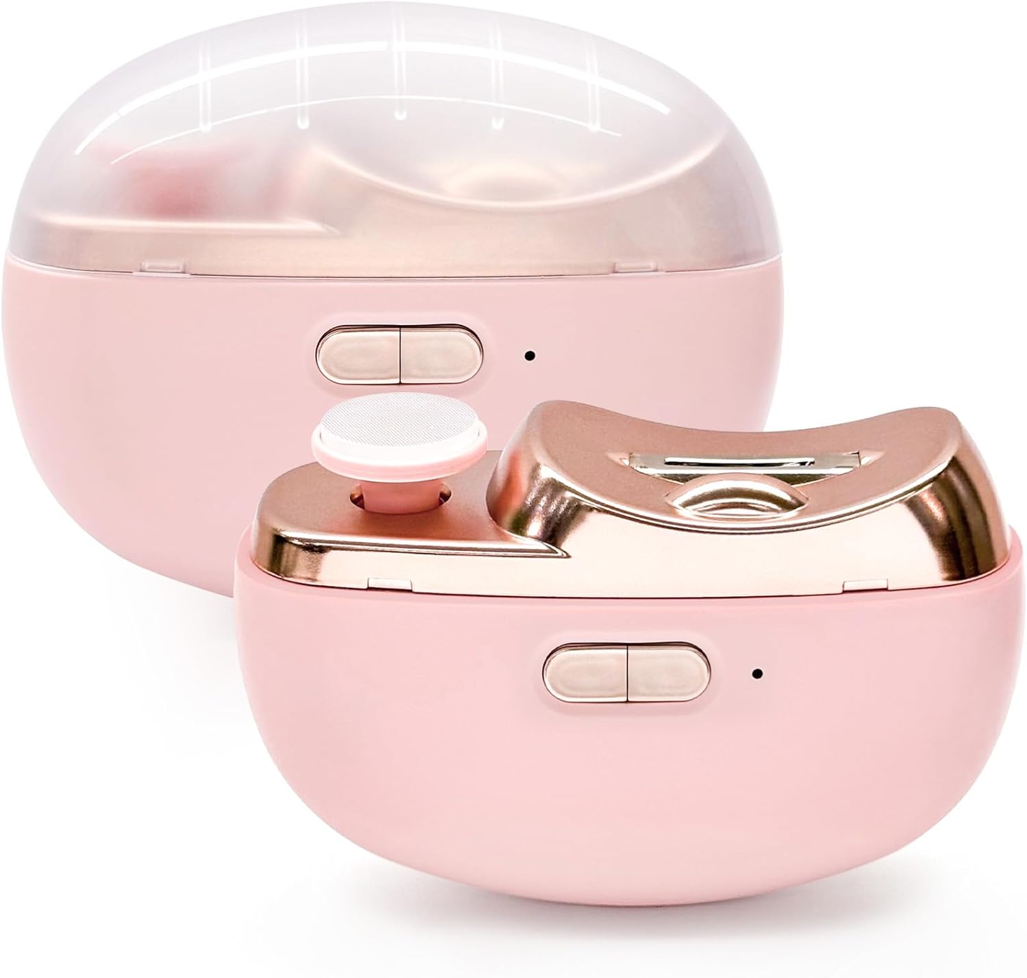 Automatische elektrische nagelknipper voor vrouwen, roze elektrische nageltrimmer met buffer, 2 instelbare snelheden, LED-licht, automatische uitschakeling, USB-oplaadbaar, veilig voor