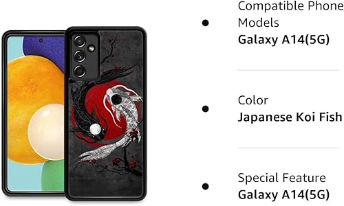 Miniatura 6 de DJSOK Funda compatible con Samsung Galaxy A14 5G, diseño de pez Koi japonés para niñas y hombres, patrón de protección contra caídas con funda de
