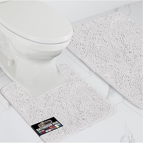 Gorilla Grip - Juego de tapetes peludos de chenilla contorneados de lujo para el área de baño, extra suaves, duraderos y absorbentes, se pueden
