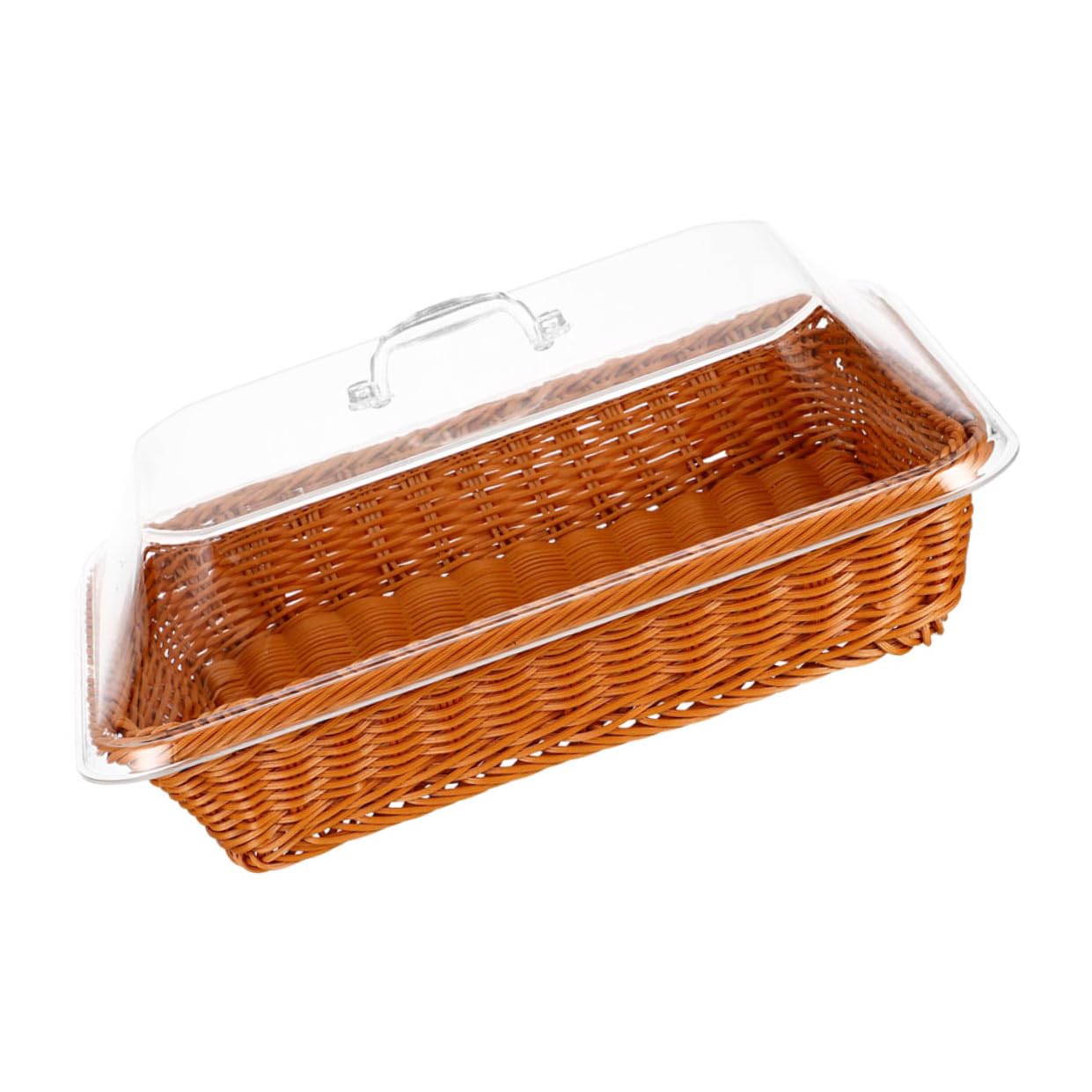 Cesta de Almacenamiento de Ratán Tejido 40x30x15 Cm con Tapa para Picnic y Cocina Cesta para Servir Pan y Fruta para Organización del Hogar