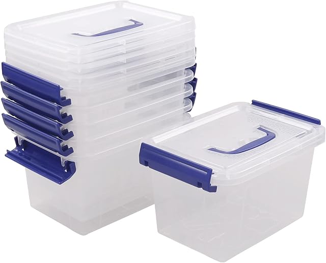 Innouse 3 L Small Latch Storage Box Container with Handle, 6 Packs