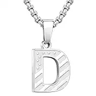 Initial Necklace for Men Boys - Personalized Stainless Steel Letter Pendant, A to Z with American Flag Jewelry, Birthday Gift for Son Teens Kids