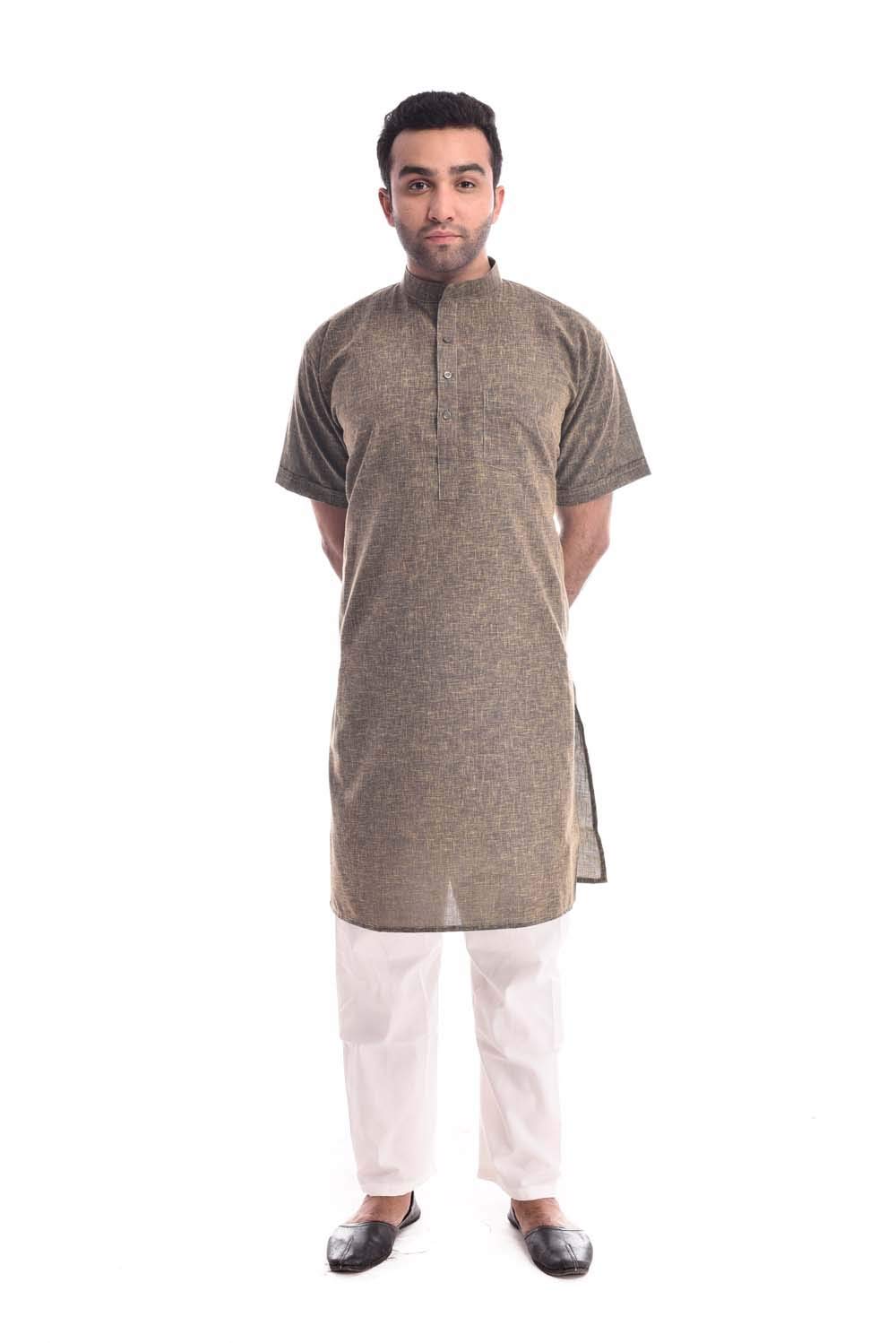 royal kurta Men's Cotton Half Sleeved Kurta Pyjama Set For Summers-picture-32