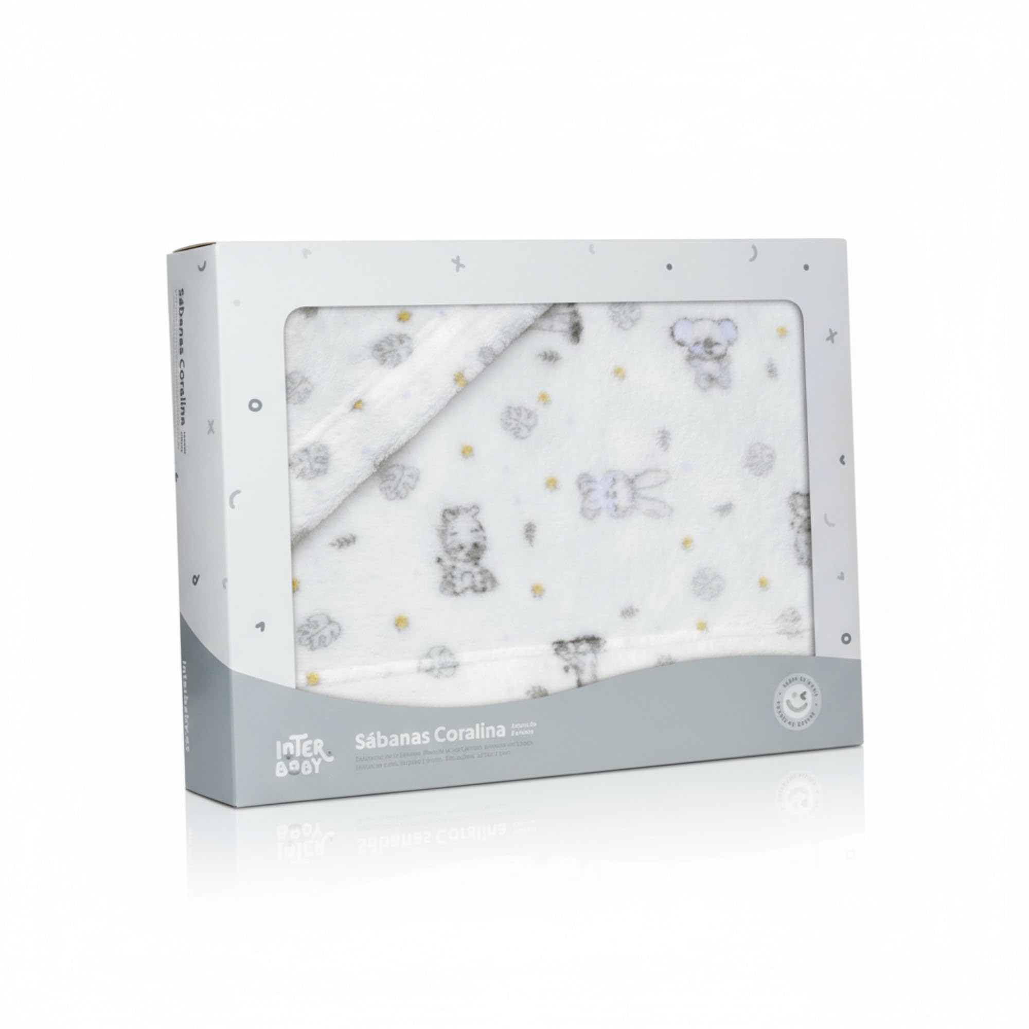 variouss Interbaby - Juego de Sabana Coralina, Tríptico Coralina para Bebé (Azul Animalito, Minicuna 50x80 cm)