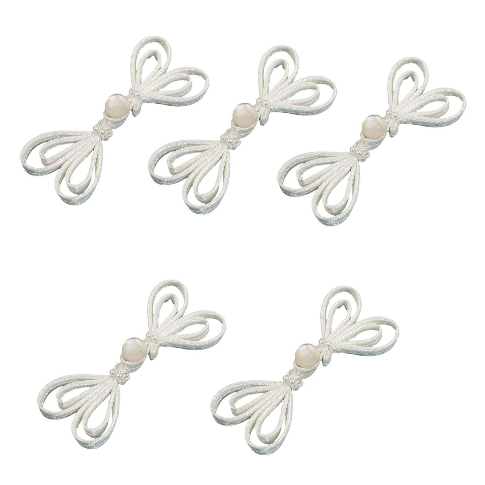 Tsophreniq 5pcs Cheongsam Sewing Fasteners Chinese Frog Button Chinese Closure Buttons with Beads for Sweater