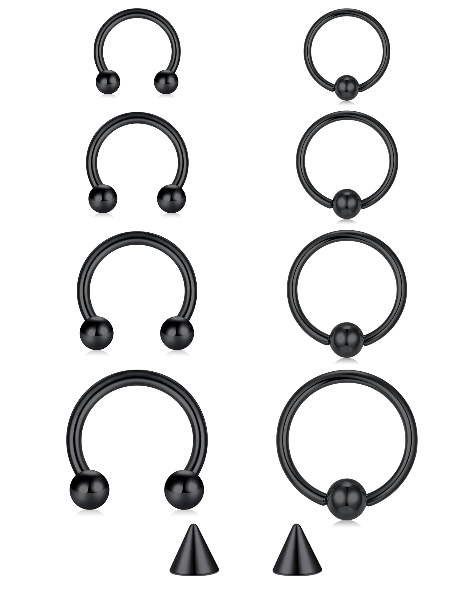 Briana Williams Septum Piercing Aro Nariz Herradura Acero Quirurgico 16G Helix con Bolitas Pendientes de Oreja Plata 6/8/10/12mm