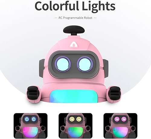 Miniatura 3 de GILOBABY Juguetes robot para niñas, juguete robot recargable de control remoto para niños, robots RC programables con ojos LED, cabeza y brazos