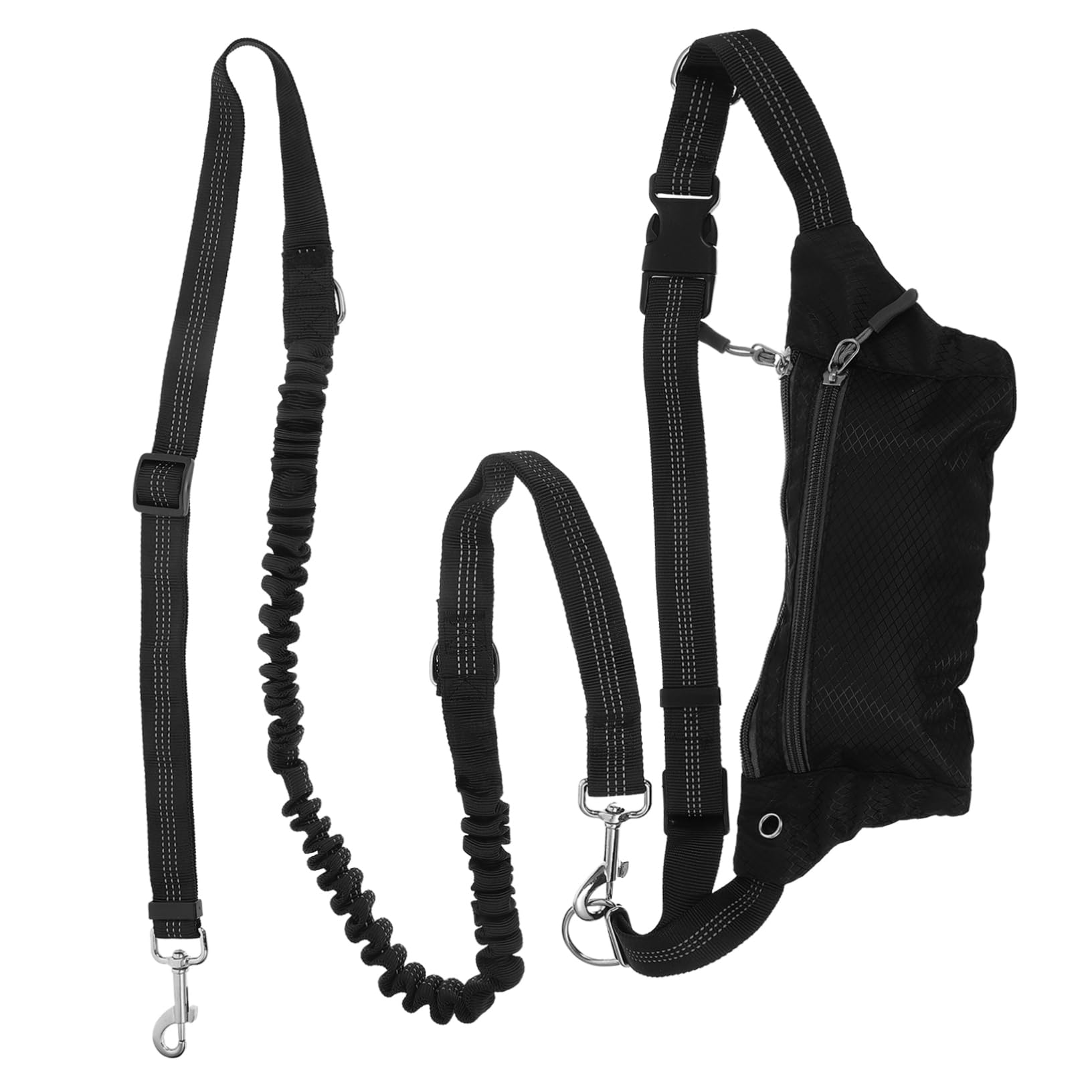 HAPINARY Hands Dog Waist Leash Kit with Elastic Bungee Leash and Waist Pack for Running Jogging and Training Design Black Random Zipper