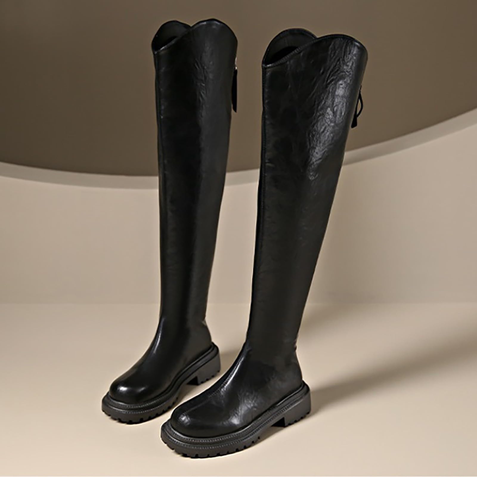 Stivali sopra il ginocchio, da donna, in pelle, stile occidentale, stile vintage, da cowboy, da equitazione, da cowboy, stivali alti al ginocchio, da donna, in similpelle, per autunno e inverno