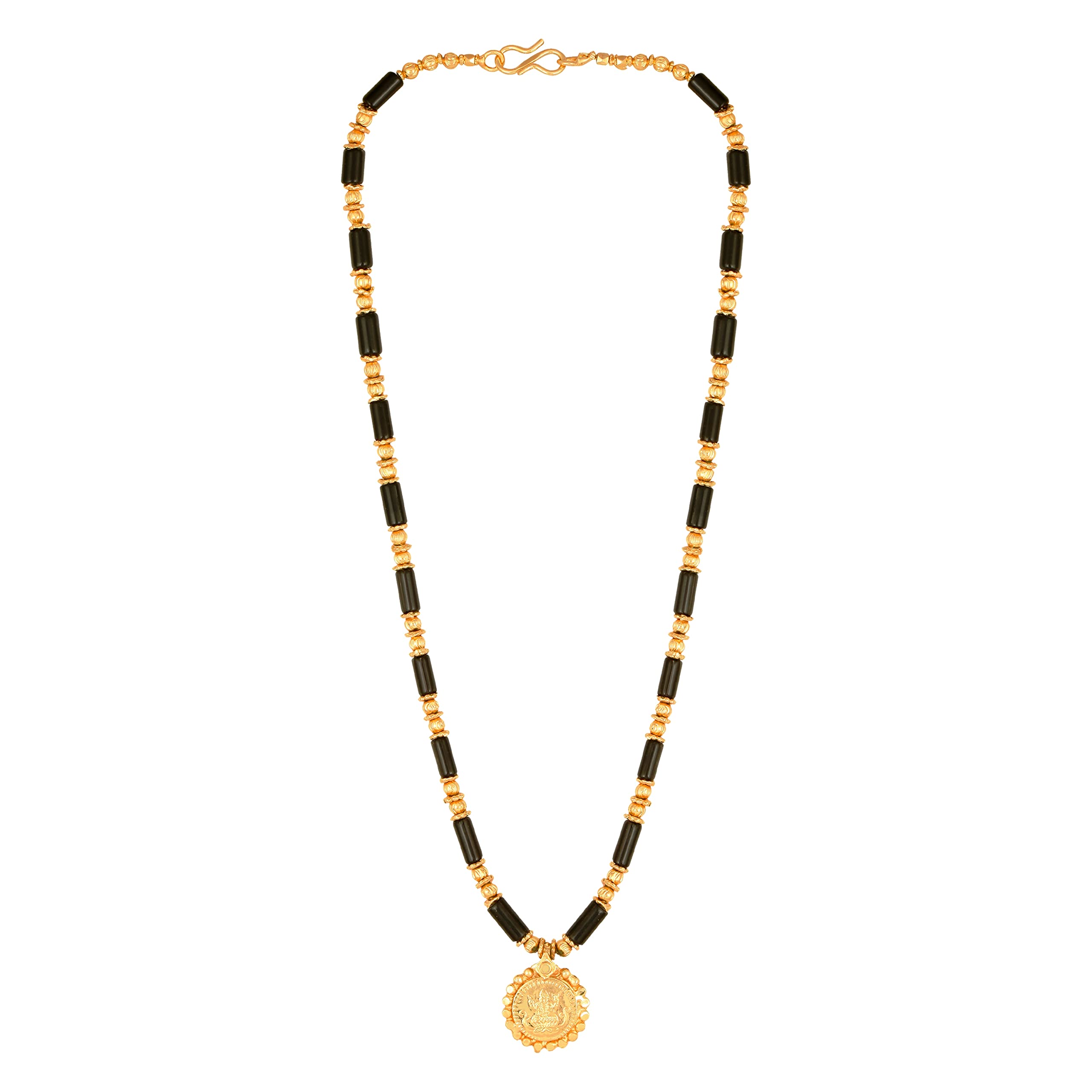 MEENAZ2 Vati Wati Mangalsutra For Women Girls Temple South Indian Traditional 1 Gram Gold Stylish Maharashtrian Long Double Chain Double Mangal sutra Pendant Tanmaniya Black Nallapusalu Chains -696