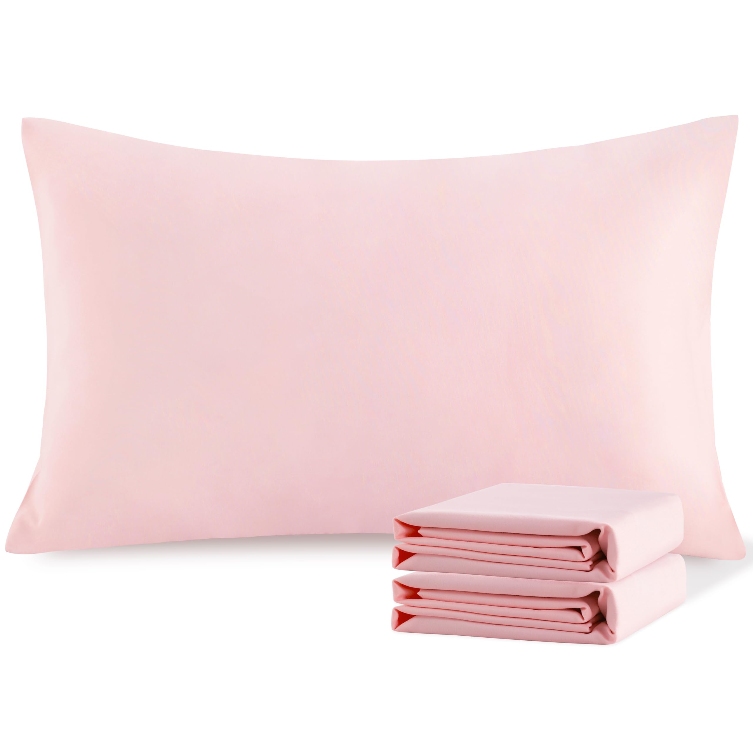 NTBAY Standard Microfiber Pillowcases, 2 Pack, 20 x 26, Blush Pink | Soft Brushed Microfiber with Envelope Closure, Set of 2 Standard 20 x 26 Inch Pillowcases, Pillow Inserts Not Included