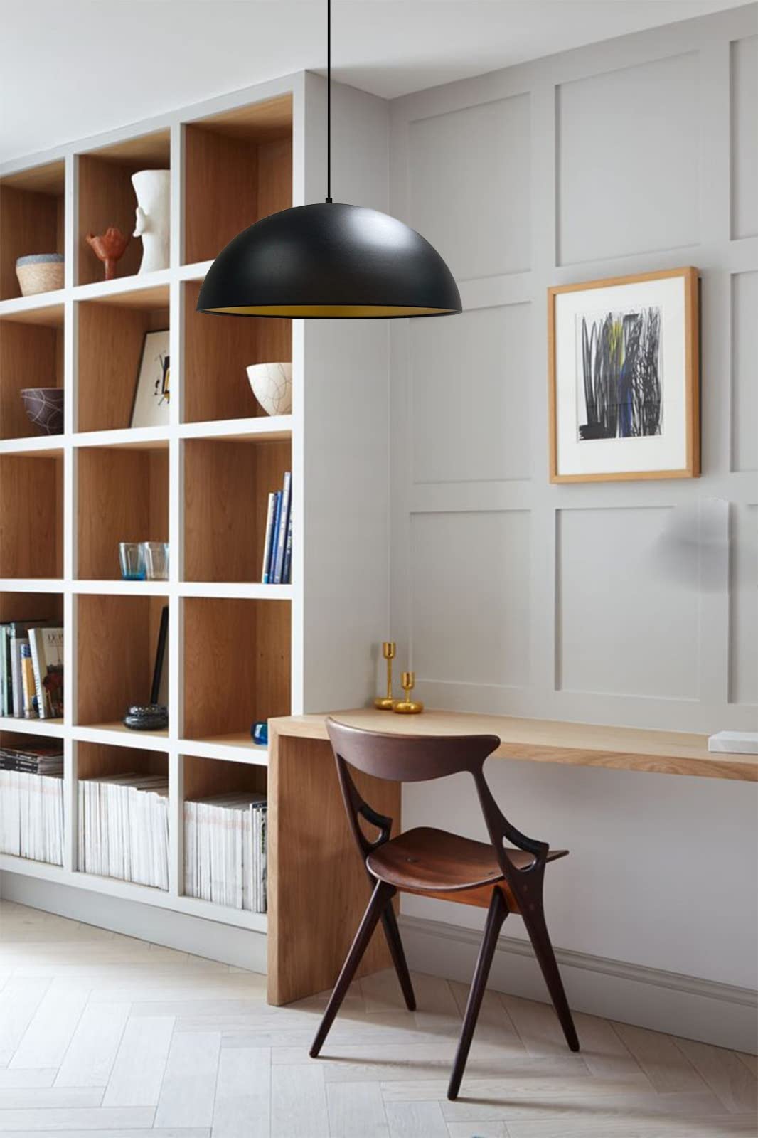 bamyum Lipeo Industrielle Pendelleuchte Schwarz Metall Ø50 cm Lampenschirm Groß Hängelampe Industriel Lampe Vintage Hängeleuchte, Retro Pendelleuchte Esstisch, Pendellampe, Esszimmerlampe, Küchenlampe