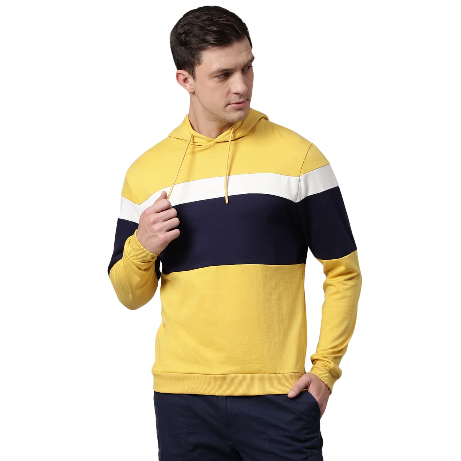 Dennis Lingo Men's Poly Cotton Hooded Sweatshirt - Regular Fit Full Sleeves, Casual Winterwear Hoodie for Men in neutral