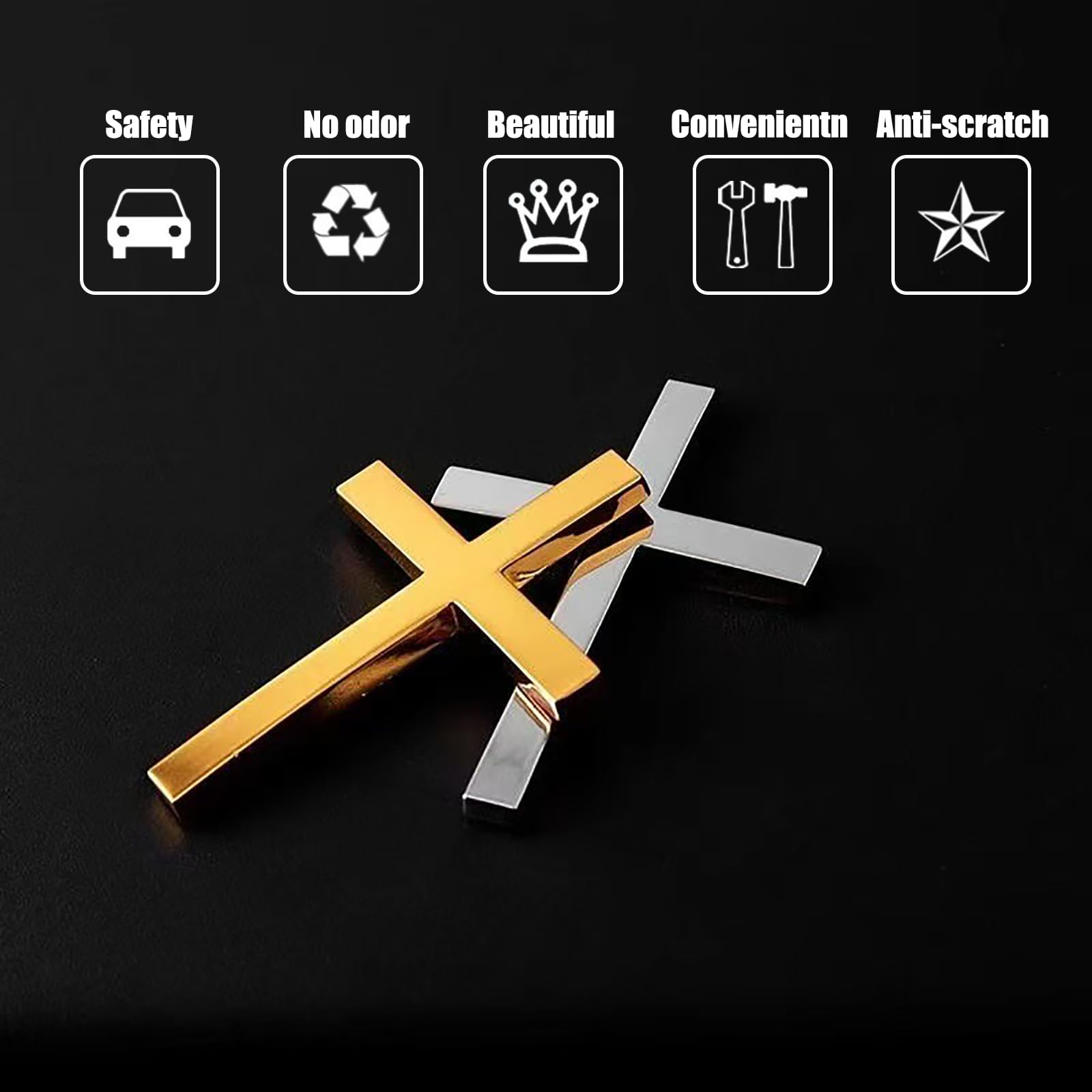 Metalowe naklejki z krzyżem Jezusa Chrystusa, trójwymiarowa metalowa naklejka 3D, naklejka z krzyżem samochodu, zmodyfikowany ogon, wykwintne naklejki z emblematem dekoracyjne, ponadczasowa wiara