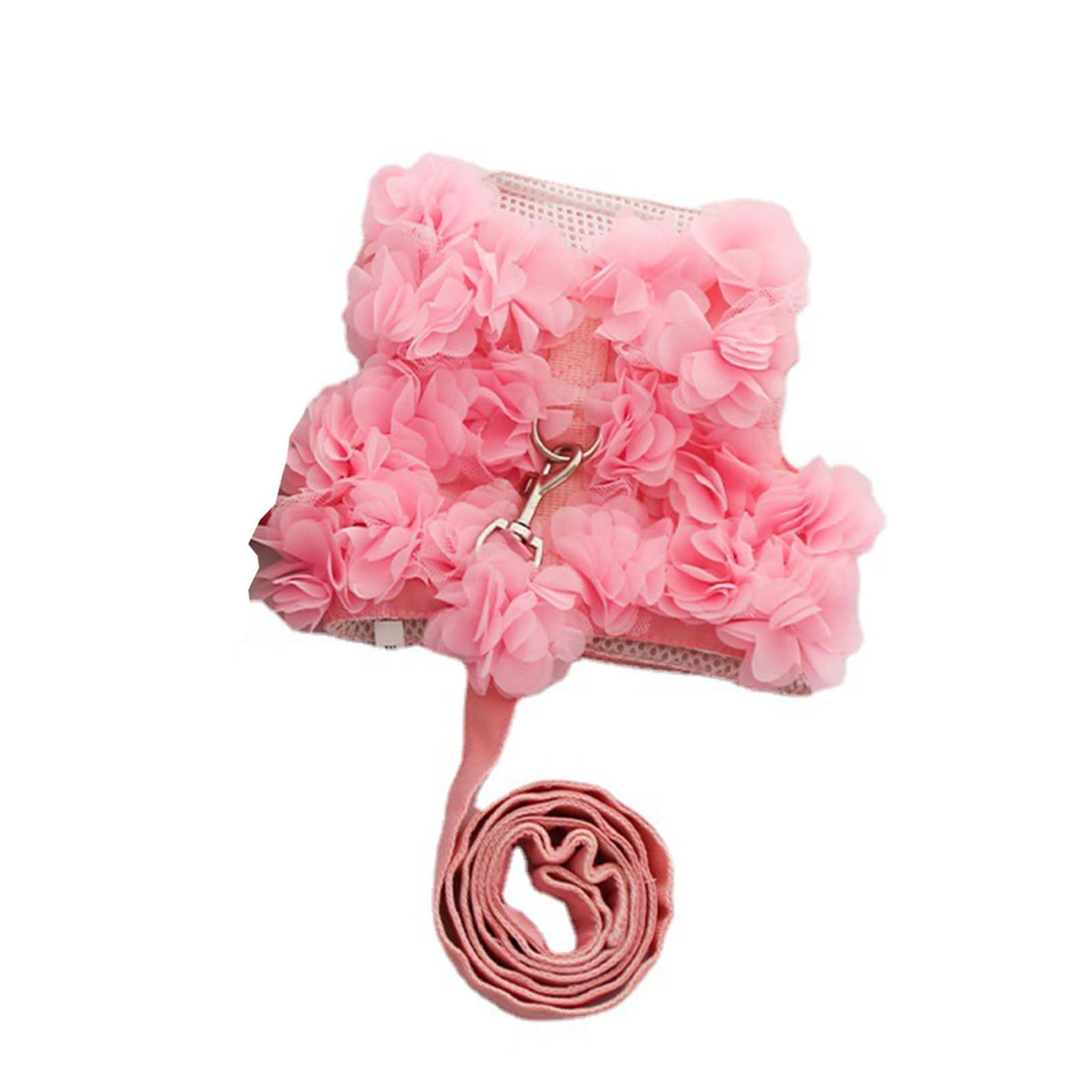 TiaoBug Cute Dog Flower Princess Dress Puppy Harness Dresses with Leash Pet Skirt Yorkie Chihuahua Summer Clothes Pink S