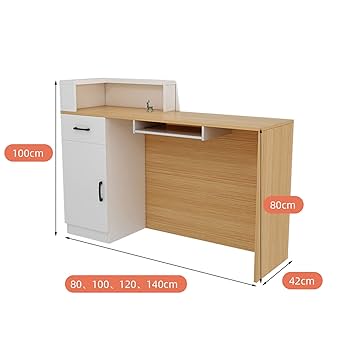 木製カウンターテーブル 3引き出し付き　テーブル Amazon.co.jp: HUFIREHU 受付 カウンターテーブル 木製の