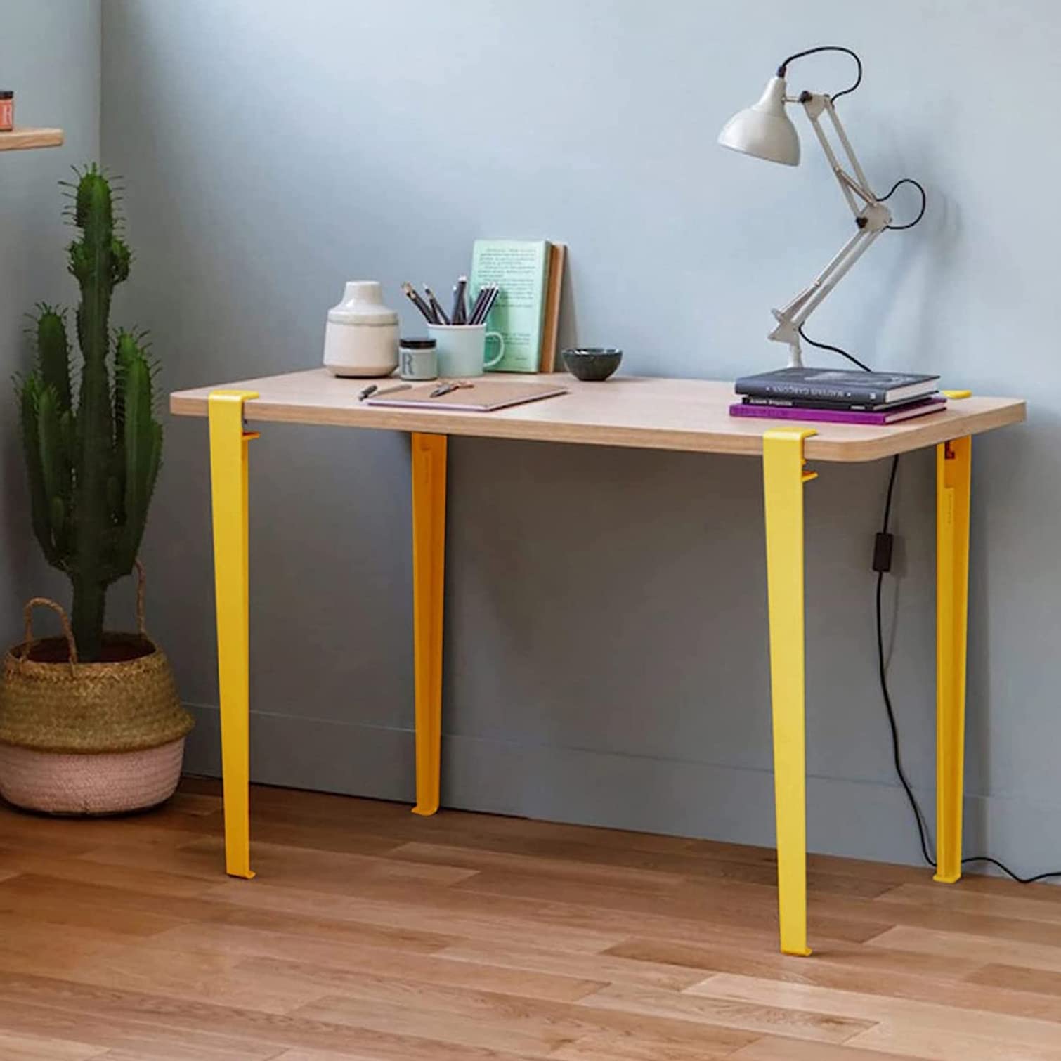Gambe con Morsetto da Tavolo Forma di F,2 Gambe da Tavolo in Metallo,Gambe di Supporto per Mobili Regolabili per Tavoli da Pranzo,Tavolino,Mobili e Consolle,Scrivania (71cm,Yellow)