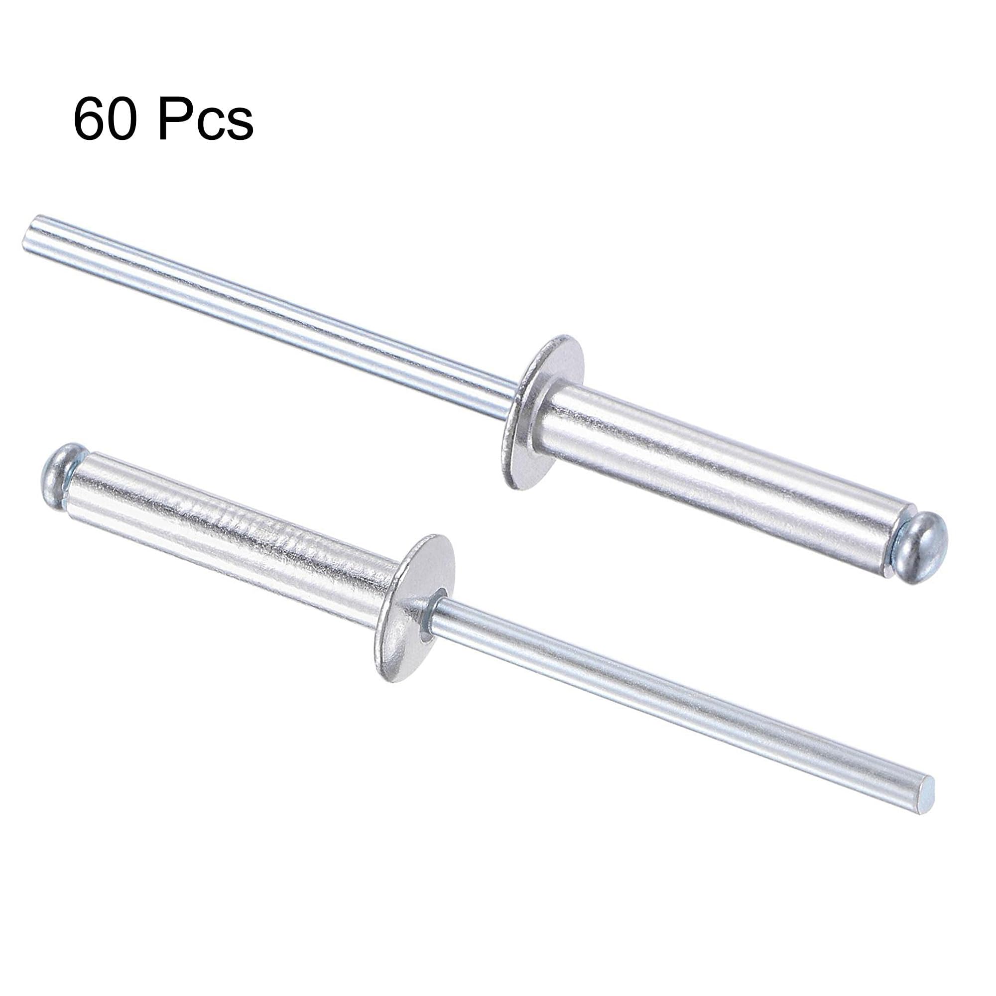 TA-VIGOR 60Pcs 5mm x 20mm Aluminium Blind Rivets, Open End Pop Rivets with Dome Head - Image 3