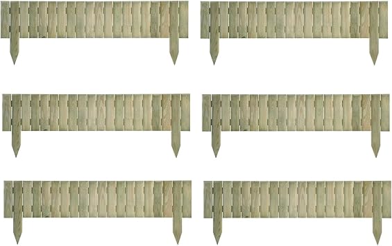 Wooden Log Edging Garden Border   Sets of 1/2/4/6/8/10   90 x 17 x 30 cm 35.4" x 6.7" x 11.8"   Treated Timber Lawn Fence with Spikes for Outdoor Landscaping 2