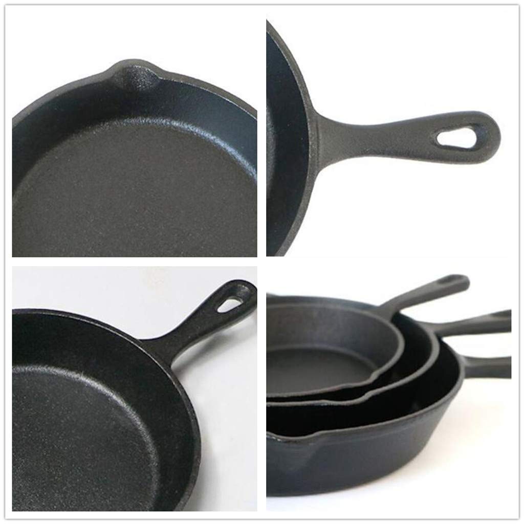 Cast Iron Skillet, 26 Cm / 21 Cm / 15 Cm Padella Antiaderente in Ghisa per Vari Forni, Fornelli, Barbecue, Cotture al Fuoco,15cm