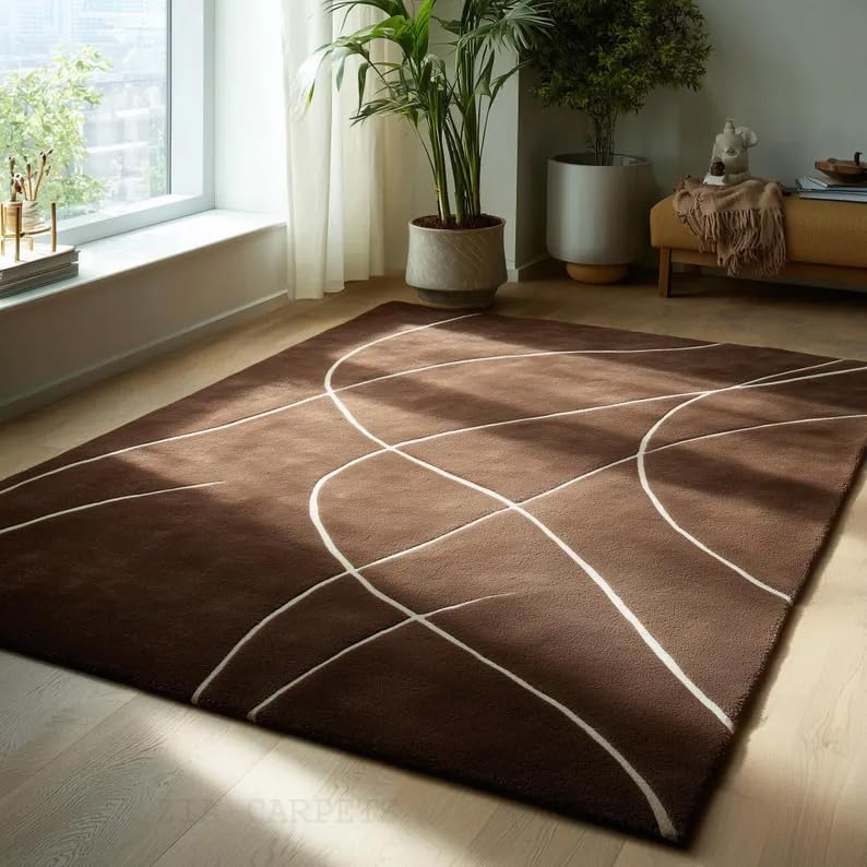 Image of zia carpets Hand Tufted Woollen Modern Collection Bedroom & Living Room Carpet Size 5 X 7 Feet