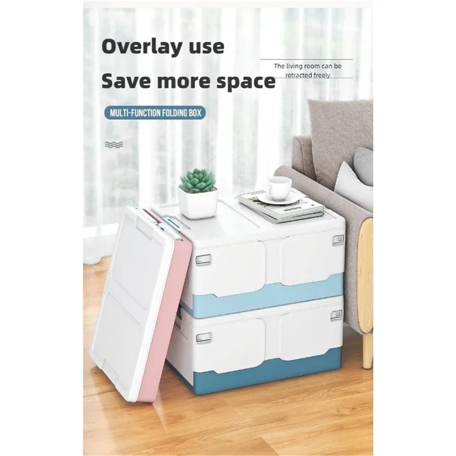 Scatola Porta Fumetti Scatola portaoggetti Scatola pieghevole for libri for studenti Scatola portaoggetti for snack e giocattoli Soggiorno Extra Large con coperchio(Blue)