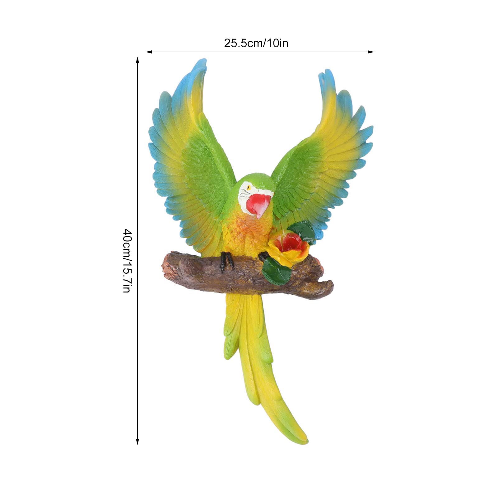 Statue da Giardino, Decorazione da Parete Pappagallo, Sculture in Resina Realistica di Ara Finta Ara, per Giardino Patio Cortile Prato Decorazione da Parete Albero Tropicale, 10,0x3,5x15,7