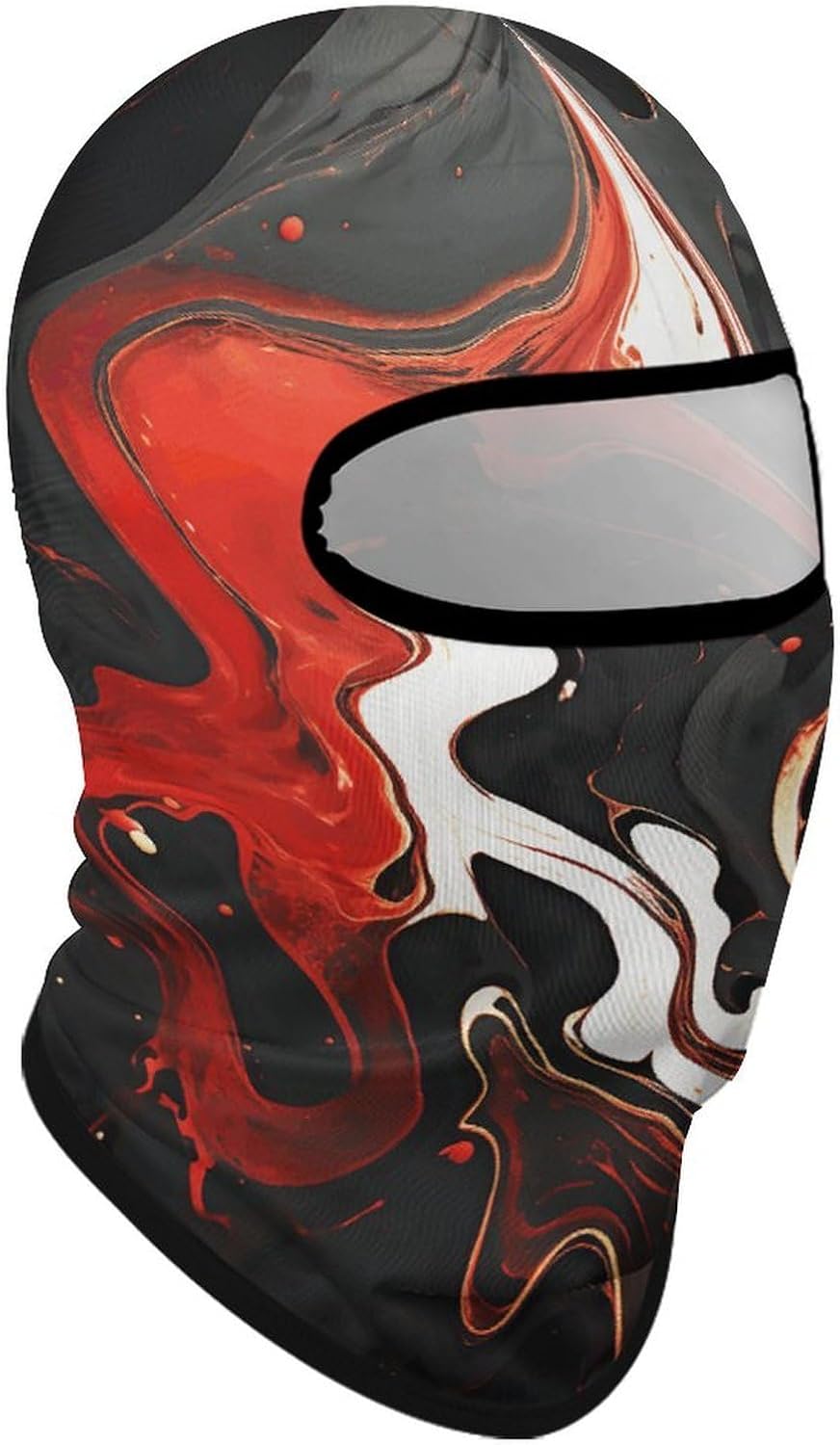 Balaclava Face Mask for Men Women Sun Protection Full Face Cover | Breathable Black And Red Marble Full Face Mask Windproof Ski Mask Motorcycle Helmet Lining for Outdoor Sport Cycling