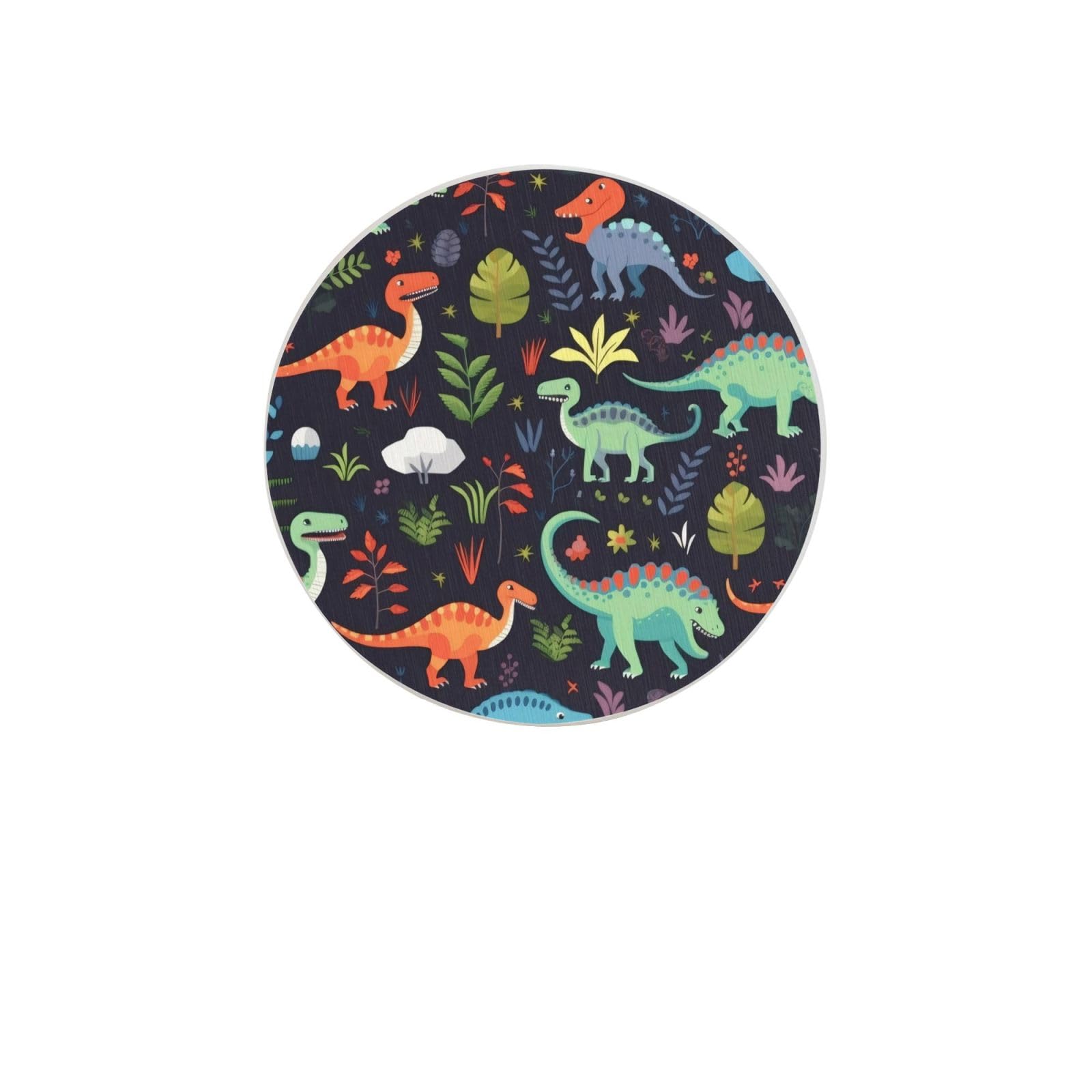 Cartoon Dinosaur Absorbent Drink Coasters Diatomaceous Round Coaster 4 Inch Reusable Cup Coasters Set 4pc