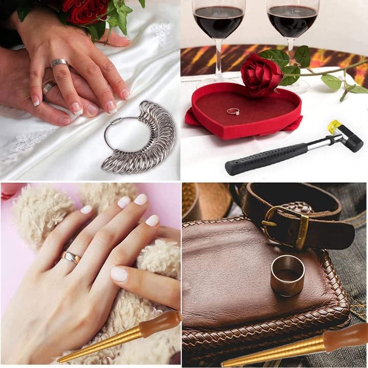 Miniatura 6 de Utoolmart - Herramienta de medición multifunción, varios tamaños para hacer anillos, medición, martillo de goma